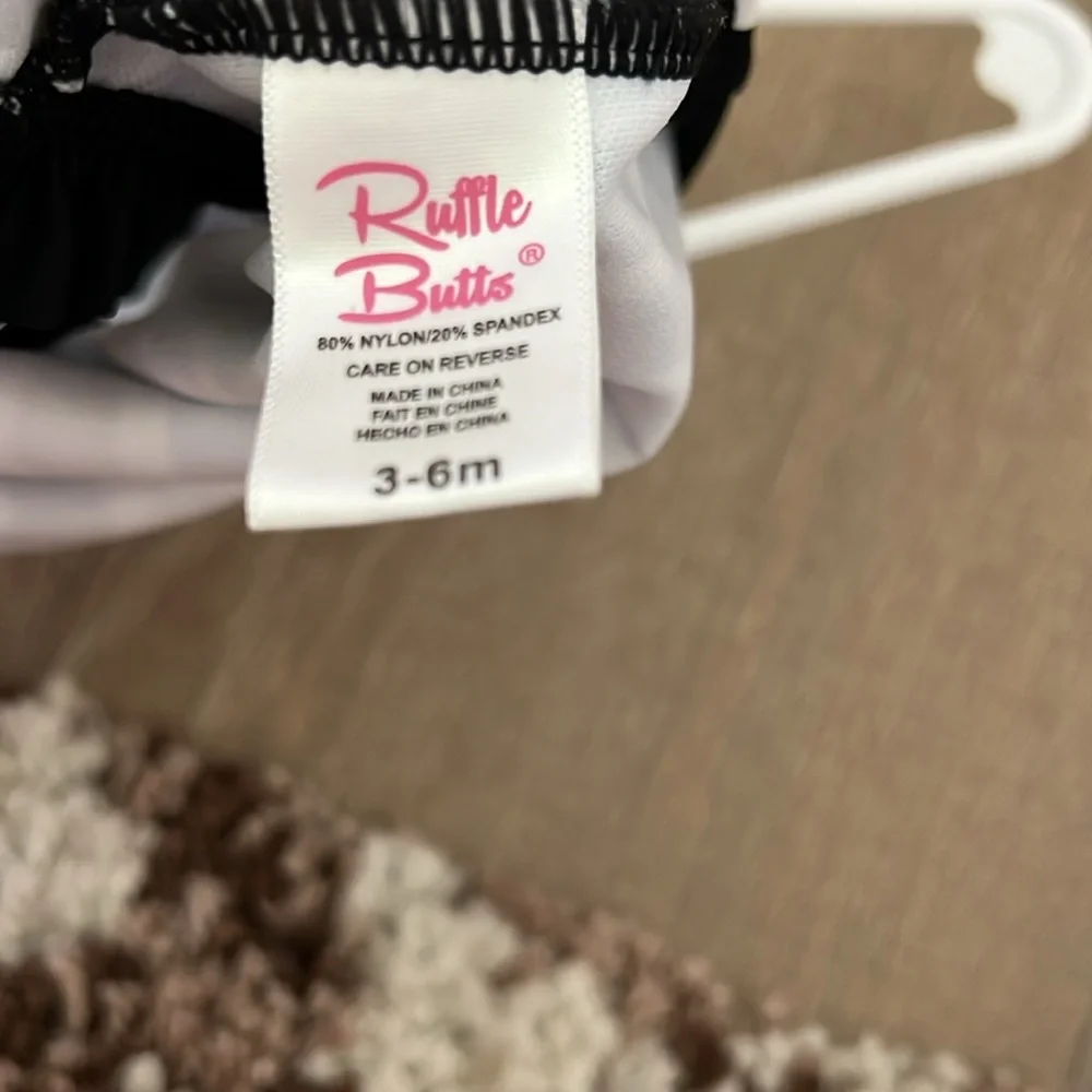 RuffleButts® Baby/Toddler Girls Black and White Stripe Halter One Piece - 3-6m - Picture 5 of 6